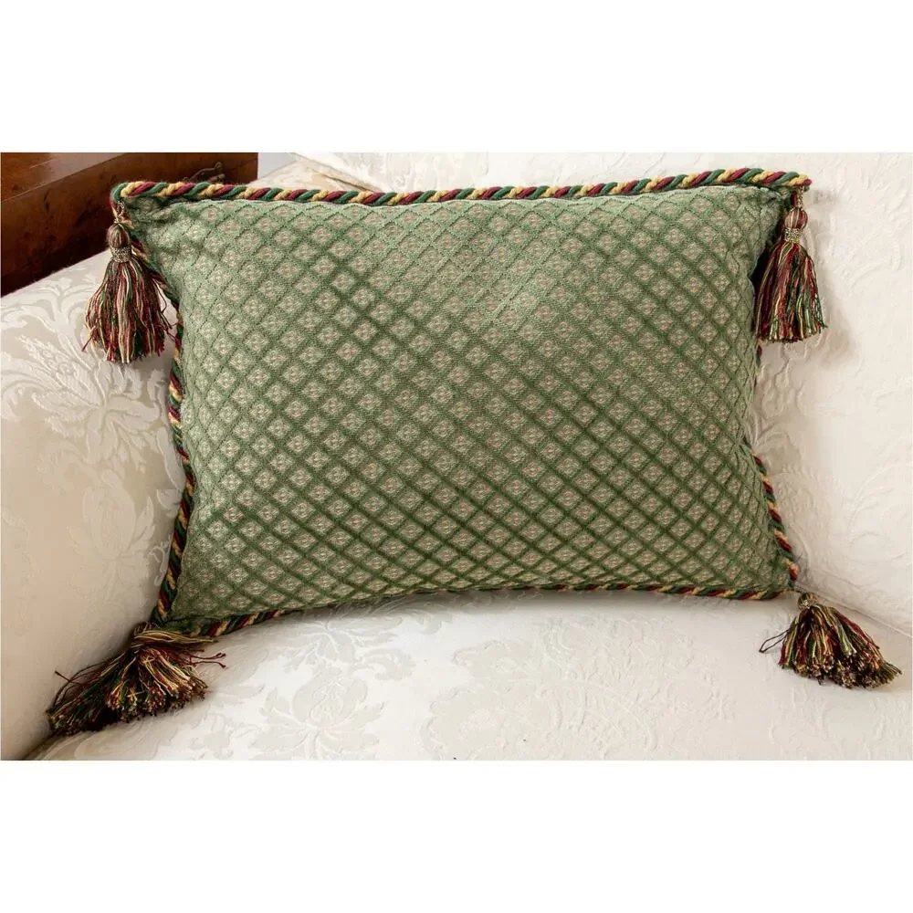 Passamaneria Toscana Tassel Accent Pillow Textured Lattice